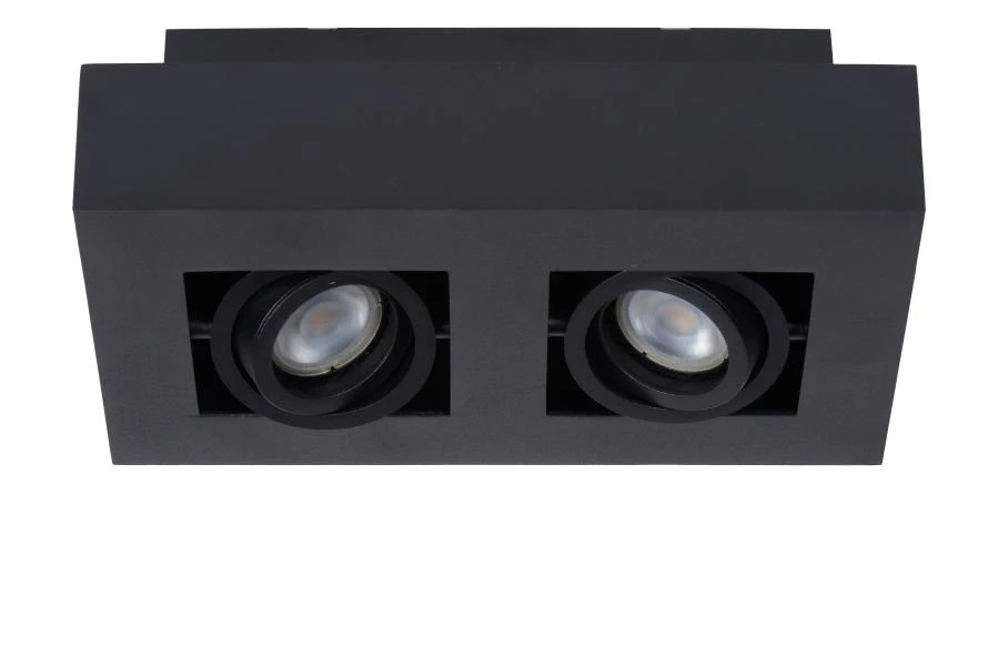 Lucide XIRAX - Ceiling spotlight - LED Dim to warm - GU10 - 2x5W 2200K/3000K - Black - turned off